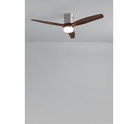 CREATE / WINDCALM NATURAL WOOD M/Ventilador de techo con luz níquel aspas madera nogal y mando / 40W, Temporizador, Ø132 cm, 6 velocidades, 3 temperaturas de luz, función verano-invierno