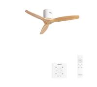 CREATE / WINDCALM NATURAL WOOD S/Ventilador de techo blanco aspas madera clara con controlador y mando / 40W, Temporizador, Ø112 cm, función verano-invierno