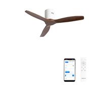 CREATE / WINDCALM NATURAL WOOD S/Ventilador de techo blanco aspas madera nogal con Wifi y mando / 40W, Temporizador, Ø112 cm, 6 velocidades, 3 temperaturas de luz, función verano-invierno