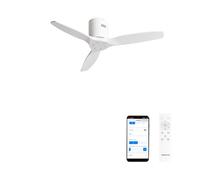 CREATE / WINDCALM NATURAL WOOD S/Ventilador de techo blanco con Wifi y mando / 40W, Temporizador, Ø112 cm, 6 velocidades, 3 temperaturas de luz, función verano-invierno