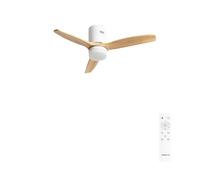 CREATE / WINDCALM NATURAL WOOD S/Ventilador de techo con luz blanco aspas madera clara con mando / 40W, Temporizador, Ø112 cm, 6 velocidades, 3 temperaturas de luz, función verano-invierno