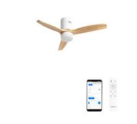 CREATE / WINDCALM NATURAL WOOD S/Ventilador de techo con luz blanco aspas madera clara con Wifi y mando / 40W, Temporizador, Ø112 cm, 6 velocidades, 3 temperaturas de luz, función verano-invierno