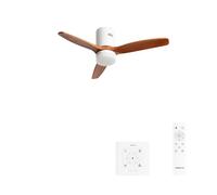 CREATE / WINDCALM NATURAL WOOD S/Ventilador de techo con luz blanco aspas madera oscura con controlador y mando / 40W, Temporizador, Ø112 cm, 3 temperaturas de luz, función verano-invierno
