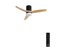 CREATE / WINDCALM NATURAL WOOD S/Ventilador de techo con luz negro aspas madera clara con mando / 40W, Temporizador, Ø112 cm, 6 velocidades, 3 temperaturas de luz, función verano-invierno