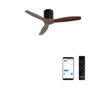 CREATE / WINDCALM NATURAL WOOD S/Ventilador de techo negro aspas madera nogal con Wifi y mando / 40W, Temporizador, Ø112 cm, 6 velocidades, 3 temperaturas de luz, función verano-invierno