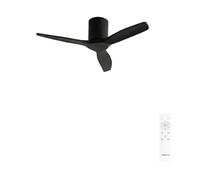 CREATE / WINDCALM NATURAL WOOD S/Ventilador de techo negro con mando / 40W, Temporizador, Ø112 cm, 6 velocidades, 3 temperaturas de luz, función verano-invierno