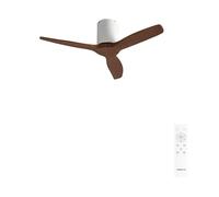 CREATE / WINDCALM S/Ventilador de techo ABS blanco aspas efecto madera oscura con mando / 40W, Silencioso, Ø112 cm, 6 velocidades, temporizador, función verano-invierno