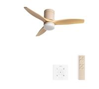CREATE / WINDCALM S/Ventilador de techo ABS con luz arena efecto aspas madera clara con controlador y mando / 40W, Temporizador, Ø112 cm, 3 temperaturas de luz, función verano-invierno