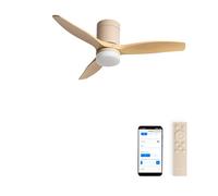 CREATE / WINDCALM S/Ventilador de techo ABS con luz arena efecto aspas madera clara con Wifi y mando / 40W, Silencioso, Ø112 cm, 3 temperaturas de luz, temporizador, función verano-invierno