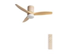 CREATE / WINDCALM S/Ventilador de techo ABS con luz arena efecto aspas madera clara y mando / 40W, Silencioso, Ø112 cm, 6 velocidades, 3 temperaturas de luz, temporizador, función verano-invierno
