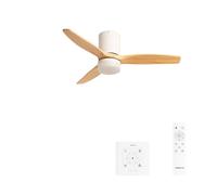 CREATE/WINDCALM S/Ventilador de techo ABS con luz blanco aspas efecto madera clara con controlador y mando / 40W, Temporizador, Ø112 cm, 3 temperaturas de luz, función verano-invierno