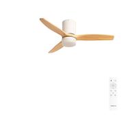 CREATE/WINDCALM S/Ventilador de techo ABS con luz blanco aspas efecto madera clara con mando / 40W, Silencioso, Ø112 cm, 6 velocidades, 3 temperaturas de luz, temporizador, función verano-invierno