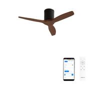 CREATE / WINDCALM S/Ventilador de techo ABS negro aspas efecto madera oscura con Wifi y mando / 40W, Silencioso, Ø112 cm, 6 velocidades, temporizador, función verano-invierno