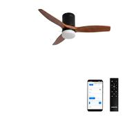 CREATE / WINDCALM S/Ventilador de techo ABS negro aspas efecto madera oscura con Wifi y mando / 40W, Silencioso, Ø112 cm, 6 velocidades, función verano-invierno