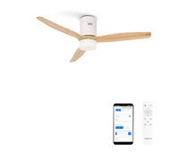 CREATE/WINDCALM/Ventilador de techo ABS con luz blanco aspas efecto madera clara con Wifi y mando / 40W, Silencioso, Ø132 cm, 3 temperaturas de luz, temporizador, función verano-invierno