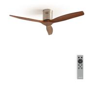 CREATE / WINDCALM/Ventilador de Techo Madera Oscura y Níquel + Mando a Distancia + 40W + 6 Velocidades + Ultrasilencioso + Verano-Invierno/Ventilador techo Programable para Interior y Exterior