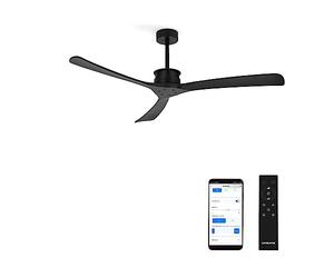 CREATE / WINDLARGE/Ventilador de techo negro con Wifi y mando / 40W, XL, silencioso, 6 velocidades, Ø152 cm, temporizador, 2 alturas, función verano-invierno