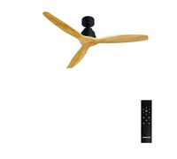 CREATE / WINDSTYLANCE DC/Ventilador de techo negro aspas madera natural con mando / 40W, Silencioso, Ø132 cm, 6 velocidades, temporizador, verano-invierno, doble altura, motor DC