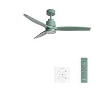 CREATE / WINDSTYLANCE M/Ventilador de techo ABS con luz verde sage con controlador pared y mando / 40W, Silencioso, Ø132 cm, 6 velocidades, temporizador, verano-invierno, doble altura