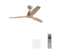 CREATE / WINDSTYLANCE M/Ventilador de techo ABS níquel aspas efecto madera natural con controlador y mando / 40W, Silencioso, Ø132 cm, 6 velocidades, temporizador, verano-invierno, doble altura