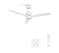 CREATE/ WINDSTYLANCE NATURAL WOOD S/Ventilador de techo con luz blanco con controlador pared y mando / 40W, Silencioso, Ø112 cm, 6 velocidades, función verano-invierno, doble altura