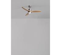 CREATE/ WINDSTYLANCE NATURAL WOOD S/Ventilador de techo con luz níquel aspas madera clara con mando / 40W, Silencioso, Ø112 cm, 6 velocidades, temporizador, función verano-invierno, doble altura