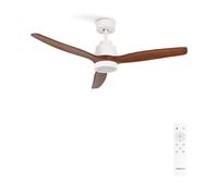 CREATE / WINDSTYLANCE NATURAL WOOD/Ventilador de techo con luz blanco aspas madera oscura con mando / 40W, Silencioso, Ø132 cm, 6 velocidades, temporizador, verano-invierno, doble altura, motor DC