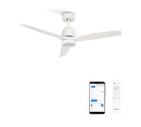 CREATE / WINDSTYLANCE NATURAL WOOD/Ventilador de techo con luz blanco con Wifi y mando / 40W. Silencioso. Ø132 cm. 6 velocidades. temporizador. verano-invierno. doble altura. motor DC
