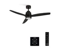 CREATE / WINDSTYLANCE NATURAL WOOD/Ventilador de techo con luz negro con controlador pared y mando / 40W, Silencioso, Ø132 cm, 6 velocidades, temporizador, verano-invierno, doble altura, motor DC