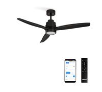 CREATE / WINDSTYLANCE NATURAL WOOD/Ventilador de techo con luz negro con Wifi y mando / 40W, Silencioso, Ø132 cm, 6 velocidades, temporizador, verano-invierno, doble altura, motor DC