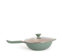 CREATE / WOK STUDIO/Wok de aluminio fundido con revestimiento cerámico verde sage/Apto para todo tipo de cocinas. Ø32 cm mantiadherente. capacidad de 4.7L. libre de PFOA. mango baquelita