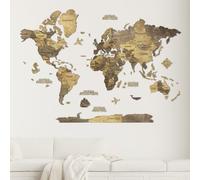 Creatifwood Mapa mundi madera 3D con Nombres Grabados de Países y estados para Marcar Viajes. Mapa mundi pared de madera multicapa Decoración, Dormitorio y Oficinas (Chocolate, 200L x 140B cm)