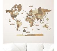 Creatifwood Mapa mundi madera 3D con Nombres Grabados de Países y estados para Marcar Viajes. Mapa mundi pared de madera multicapa Decoración, Dormitorio y Oficinas (Dark, 150L x 105B cm)