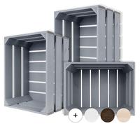 Creative 3 x Cajas decorativas de madera grises, 40 x 30 x 23 cm