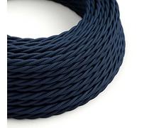 Creative-Cables Cable eléctrico original revestido en tejido 2 x 0,75 mm² (10 m, Deep Blue TM20) - Trenzado, efecto seda - Seguridad certificada, made in Italy