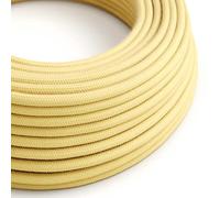 Creative-Cables Cable eléctrico original revestido en tejido 3 x 0,75 mm² (1 m, Amarillo Pastel RC10) - Redondo, algodón - Seguridad certificada - Made in Italy