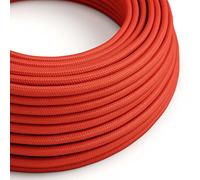 Creative-Cables Cable eléctrico original revestido en tejido 3 x 0,75 mm² (1 m, Rojo Fuego RM09) - Redondo, efecto seda - Seguridad certificada - Made in Italy