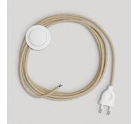 creative cables Cableado para lámpara de pie, Cable RN06 Jute 3 m. Elige tu el Color de la Clavija y del Interruptor! - Blanco