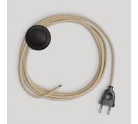 creative cables Cableado para lámpara de pie, Cable RN06 Jute 3 m. Elige tu el Color de la Clavija y del Interruptor! - Negro