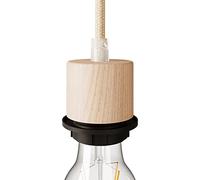 Creative cables - Kit de casquillo E27 roscado cilíndrico de madera con abrazadera para pantalla de día - Neutro