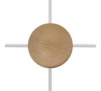 creative cables Kit Mini rosetón cilíndrico en Madera con 4 Agujeros Laterales (Caja de Conexiones) - Neutro