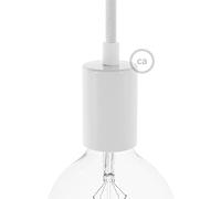 creative cables Kit portalámparas cilíndrico de Metal E27 - Cilíndrico, Blanco Brillante