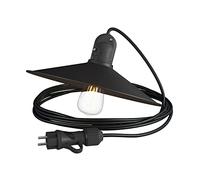 creative cables Snake Eiva con Pantalla Swing, lámpara portátil de Exterior, Cable Textil de 5m, portalámparas IP65 Resistente al Agua y Enchufe - Sin Bombilla, Negro
