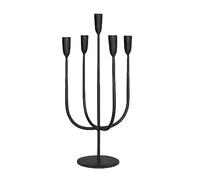 Creative Co-op Candelabro Redondo de Metal Forjado a Mano, Capacidad para 5, Soporte cónico Negro