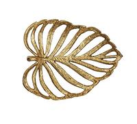 Creative Co-op Decorative Gold Cast Iron Leaf Hoja, Hierro Fundido, Dorado