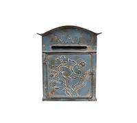 Creative Co-op Distressed Blue Embossed Tin Mail Box 36-Decoración General-Misceláneos, Estaño, Azul