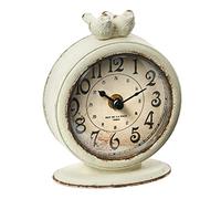 Creative Co-Op Reloj Vintage de Peltre con diseño de pájaros, Color Crema Envejecido