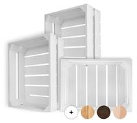 Creative Deco 3 cajas de madera natural blancas, 40 x 30 x 15 cm