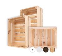 Creative DECO 3 x Caja de Madera Natural Decorativa | 40 x 30 x 15 cm | Cesta de Madera Ideal para Almacenaje Regalo Decoración Bricolaje Manualidades | Documentos Juguetes Herramientas
