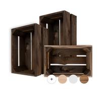 Creative DECO 3 x Caja de Madera Natural Decorativa Marrón | 30 x 20 x 15 cm | Cesta de Madera Ideal para Almacenaje Regalo Decoración Bricolaje Manualidades | Documentos Juguetes Herramientas